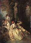 Jean-Antoine Watteau Harlequin and Columbine painting